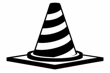 traffic cone line art silhouette vector illustration