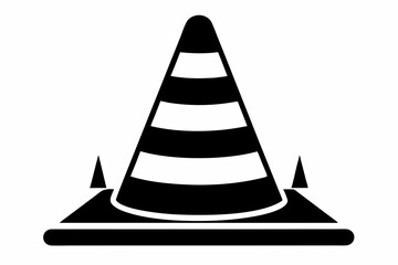 traffic cone line art silhouette vector illustration