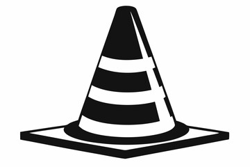 traffic cone line art silhouette vector illustration
