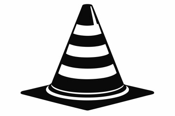 traffic cone line art silhouette vector illustration