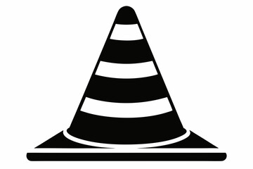 traffic cone line art silhouette vector illustration