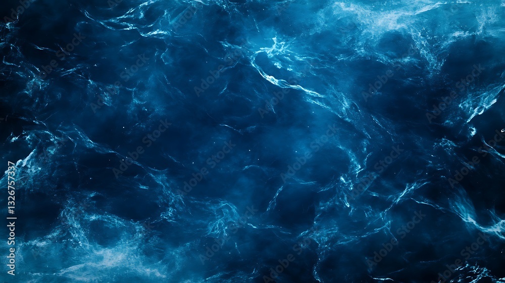 Poster Dynamic blue ocean waves creating a mesmerizing abstract pattern.