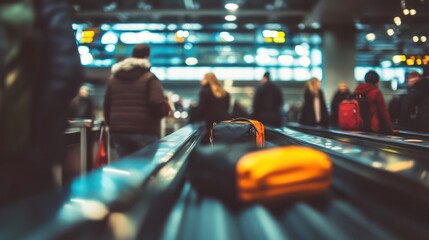 Airport Travelers on Moving Walkway