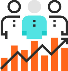 staff efficiency flat line web icon concept