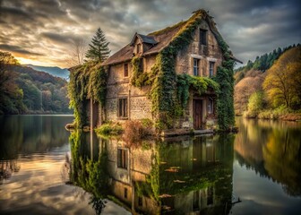 Obraz premium Eifel Lakes Urban Exploration: Abandoned Building Reflections