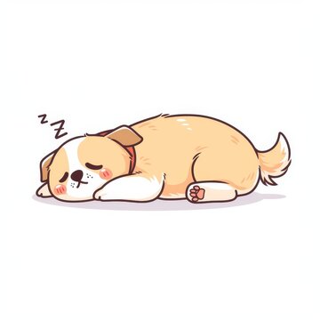 Cute cartoon puppy sleeping soundly on its side.