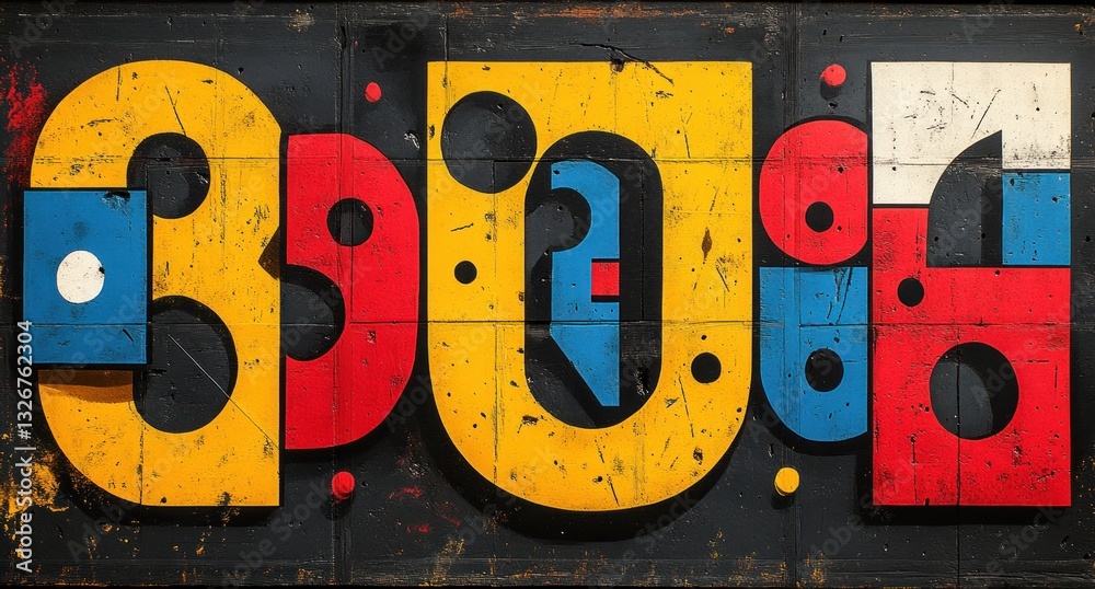 Poster bold yellow number pattern modern pop art background