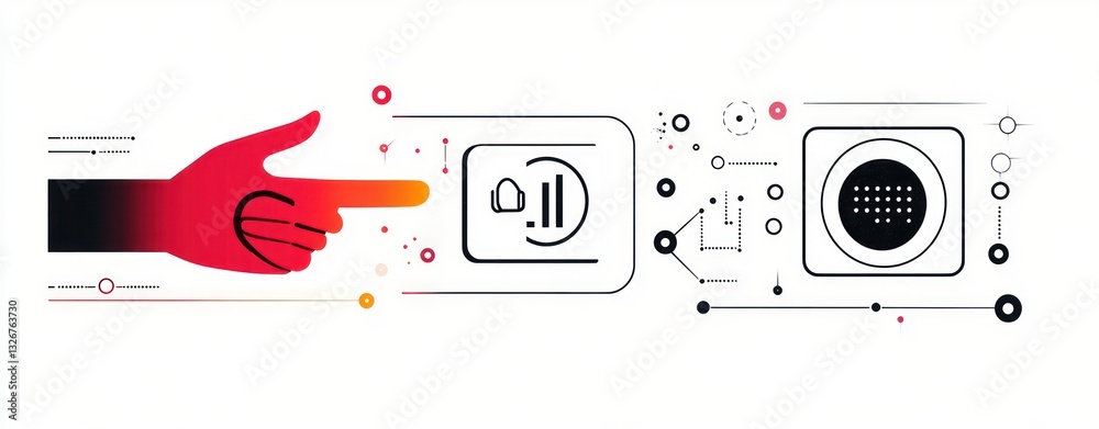 Aufkleber Modern AI Button Illustration for UI UX Design Concepts
