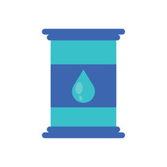 Vector Illustration of a Blue Oil Barrel with Droplet Icon Representing Fuel, Petroleum, or Liquid Storage
