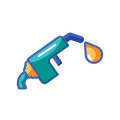 Vector illustration of a fuel pump nozzle with a droplet of oil, representing gasoline refueling and fossil fuel consumption