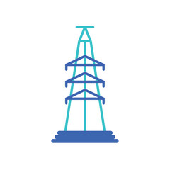 Flat Vector Illustration of a Transmission Tower or Power Line Structure Representing Electrical Infrastructure and Energy Distribution