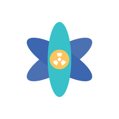 Vector Illustration of an Atom with Radiation Symbol - Symbol for Nuclear Energy, Physics, and Science