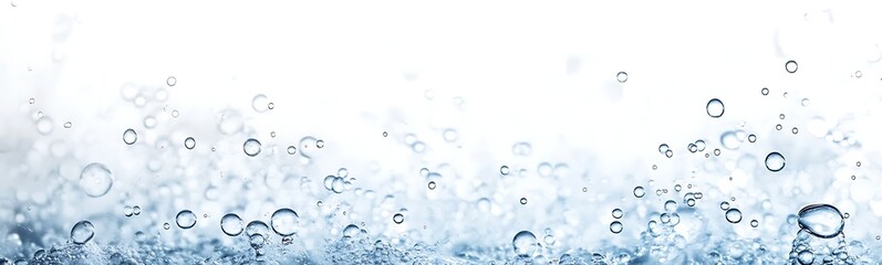 Abstract water droplets on a light background create a refreshing and clean aesthetic.