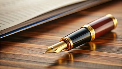 Elegant Fountain Pen on Contract Ready for Signature - Tilt-Shift Stock Photo