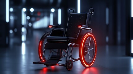 Fototapeta premium Futuristic wheelchair features smart controls and sleek design in a modern environment