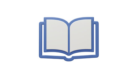Open Book Icon with Blue Outline on White Background Reads