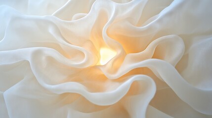 Abstract Swirling Off White Fabric with Warm Yellow Glow