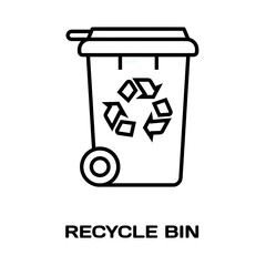 Recycle bin editable stroke outline icon isolated on white background flat vector illustration, black outline, Pixel perfect