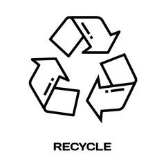 Recycle editable stroke outline icon isolated on white background flat vector illustration, black outline, Pixel perfect