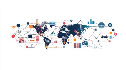 Minimalist Global Trade Infographic with Flow Elements