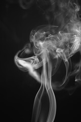 Obraz premium Sanfte, weiße Rauchschwaden vor Schwarzem Hintergrund - abstrakte Fotografie