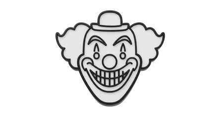 Obraz premium Clown Face Smiling with Hat and Wig on Isolated Background
