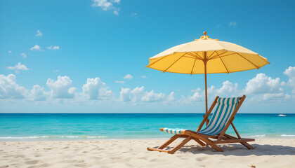Fototapeta premium Beach Vacation: Sunny Day, Relaxing Chair