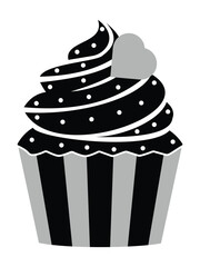 Cupcake vector icon. Home made sweets food with love icon silhouette symbol website design. Simple black cupcake vector symbol isolate on white background. Vector illustration. EPS 10