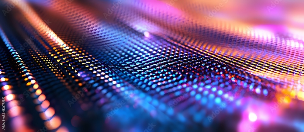 Poster vibrant led display panel with colorful pink and blue light effects creating futuristic technology b
