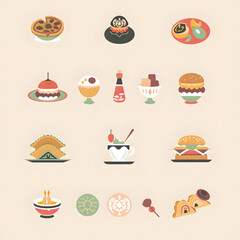 icon, illustration set for food and drink