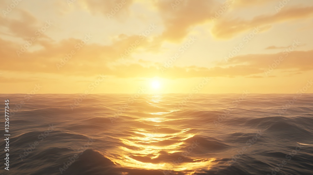 Aufkleber sunset over ocean waves, creating a serene and tranquil atmosphere.