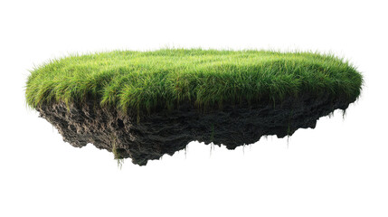 Floating Island Oasis: An isolated, surreal landscape with a self-contained patch of vibrant green grass floats in mid-air, offering a sense of wonder and fantasy.