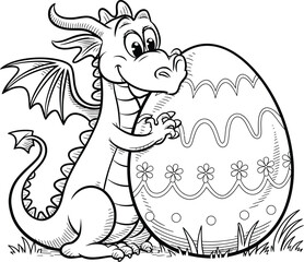 coloring page easter egg with dinosaur