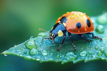 Fototapeta premium ladybug on leaf