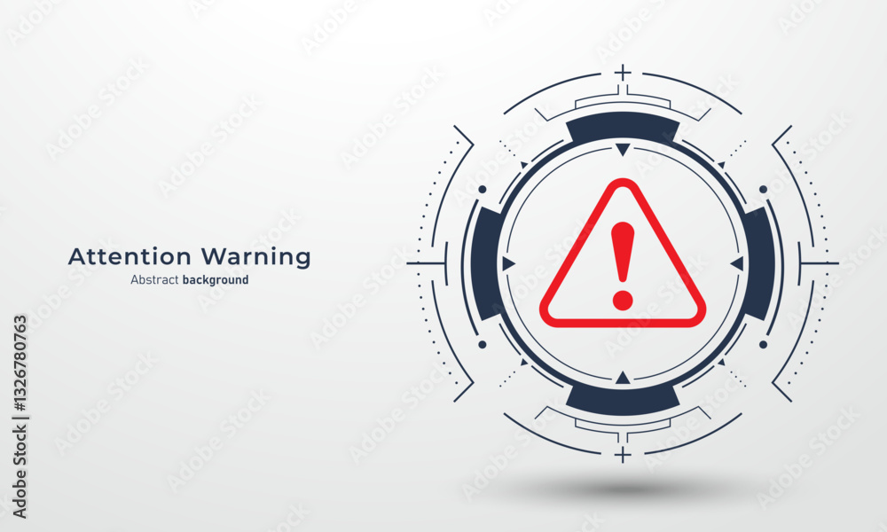 Fototapete concept of hacker warning. red attention danger symbol on circuit board. data breach, malware, cyber
