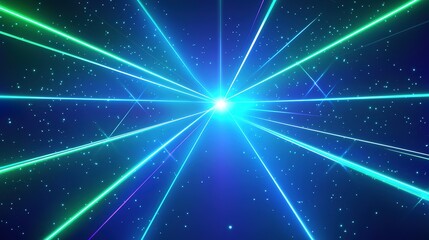 Fototapeta premium Glowing green blue neon laser lines abstract background. Futuristic hi-tech vector design.
