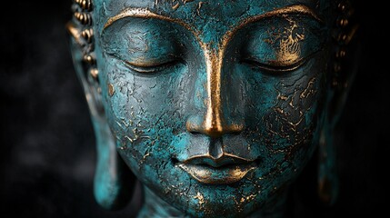 Serene Teal Buddha Face A Symbol of Peace and Tranquility