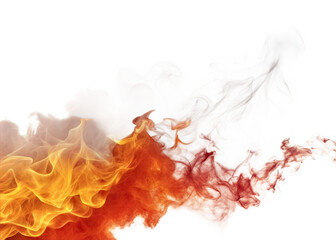 Fire flames and smoke on transparent Background. Burning Flames with Smoke. Hot Fiery Flames and Smoke Effect.