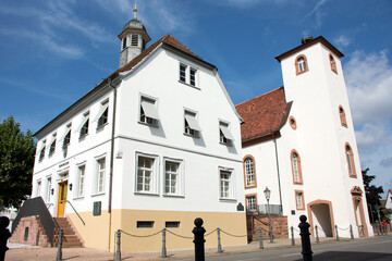 Obraz premium Heimatmuseum Sandhausen or Old town hall at Sandhausen village in Heidelberg, Germany
