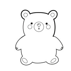 simple and adorable bear coloring page featuring a cute bear with round cheeks and a friendly expression. This blank template is perfect for kids to decorate with their own designs, clothes, or patter