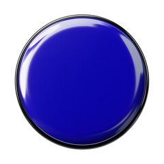 Blue control switch activated with reflective surface set against a transparent backdrop