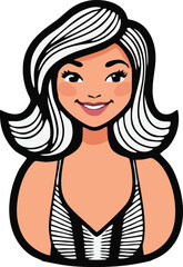 female cartoon character vector mascot illustration white background