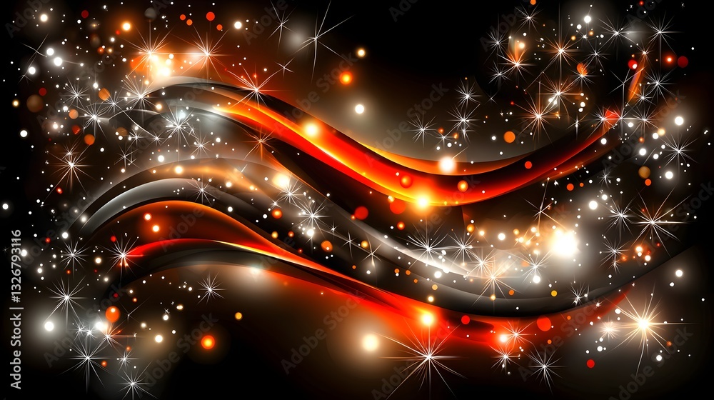 Wall mural abstract colorful background with shimmering lights and dynamic waves of glow