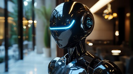 Fototapeta premium A holographic AI butler, anticipating every need of its owner