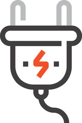 power plug flat line web icon concept