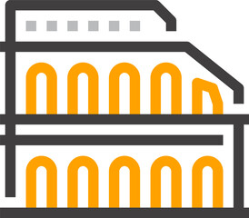 historical landmarks flat line web icon concept