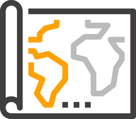 tourist map flat line web icon concept