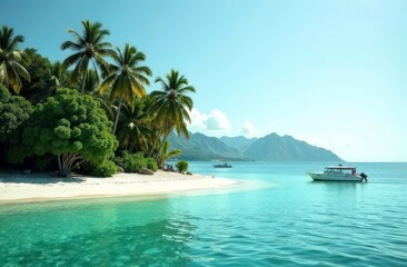 Fototapeta premium tropical beach with palm trees
