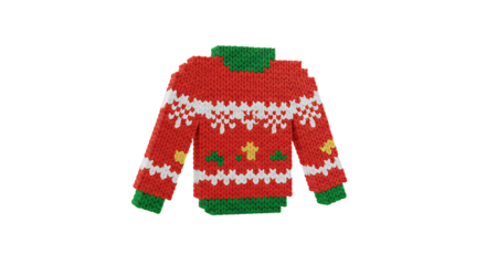Isolated Pixelated Christmas Sweater with Red Green and White Design