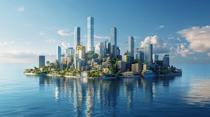 Obraz premium A conceptual floating city construction plan designed for rising sea levels